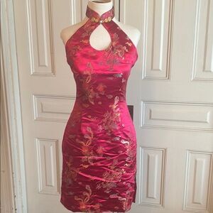 Cheongsam Chinese sleeveless dragon print dress size Small